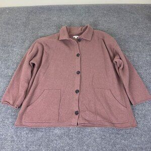 Pure Jill Cardigan‎ Sweater Jacket Women's 2X Mauve Pink Button Front Cozy Knit